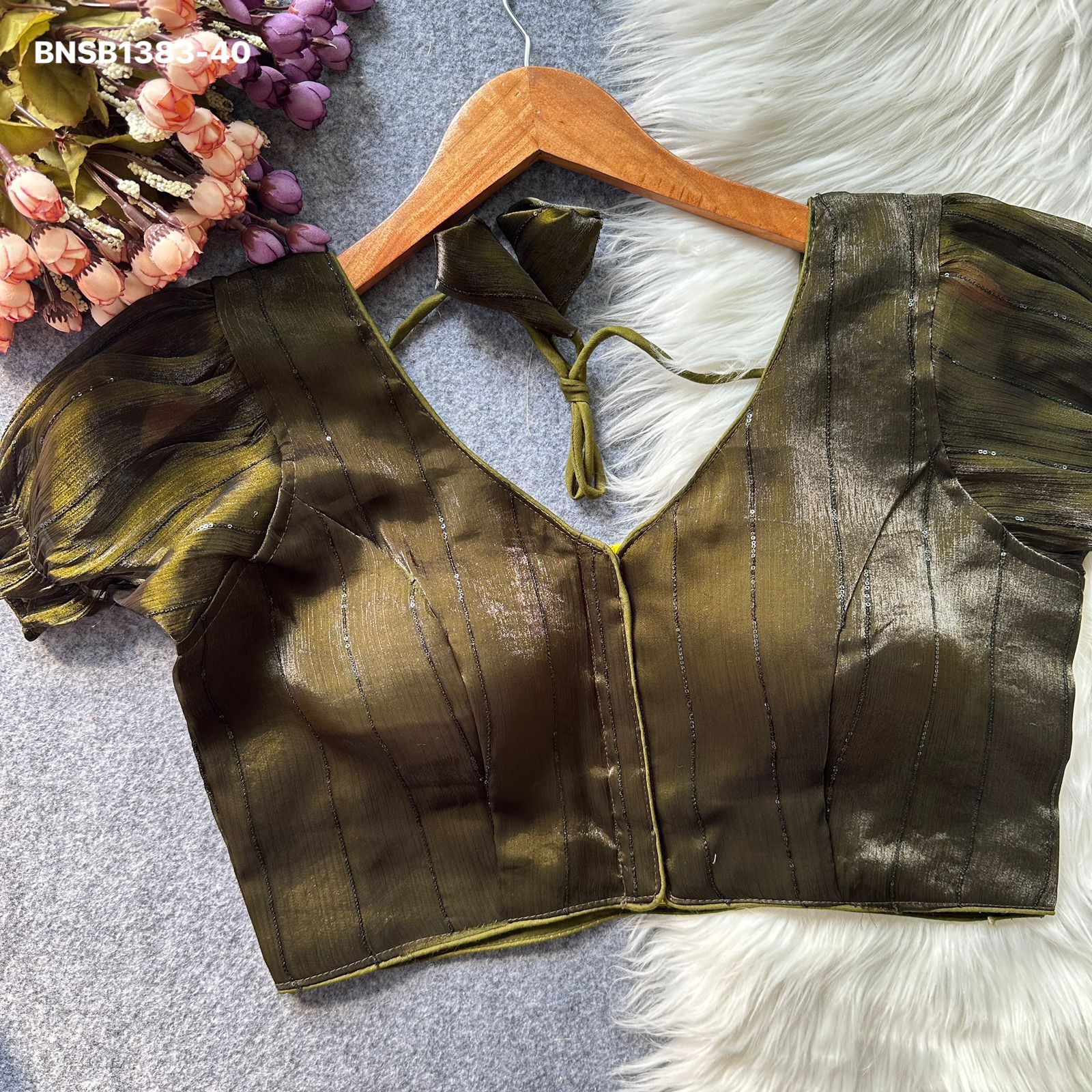 Two tone Zimi chu slub-Olive Green